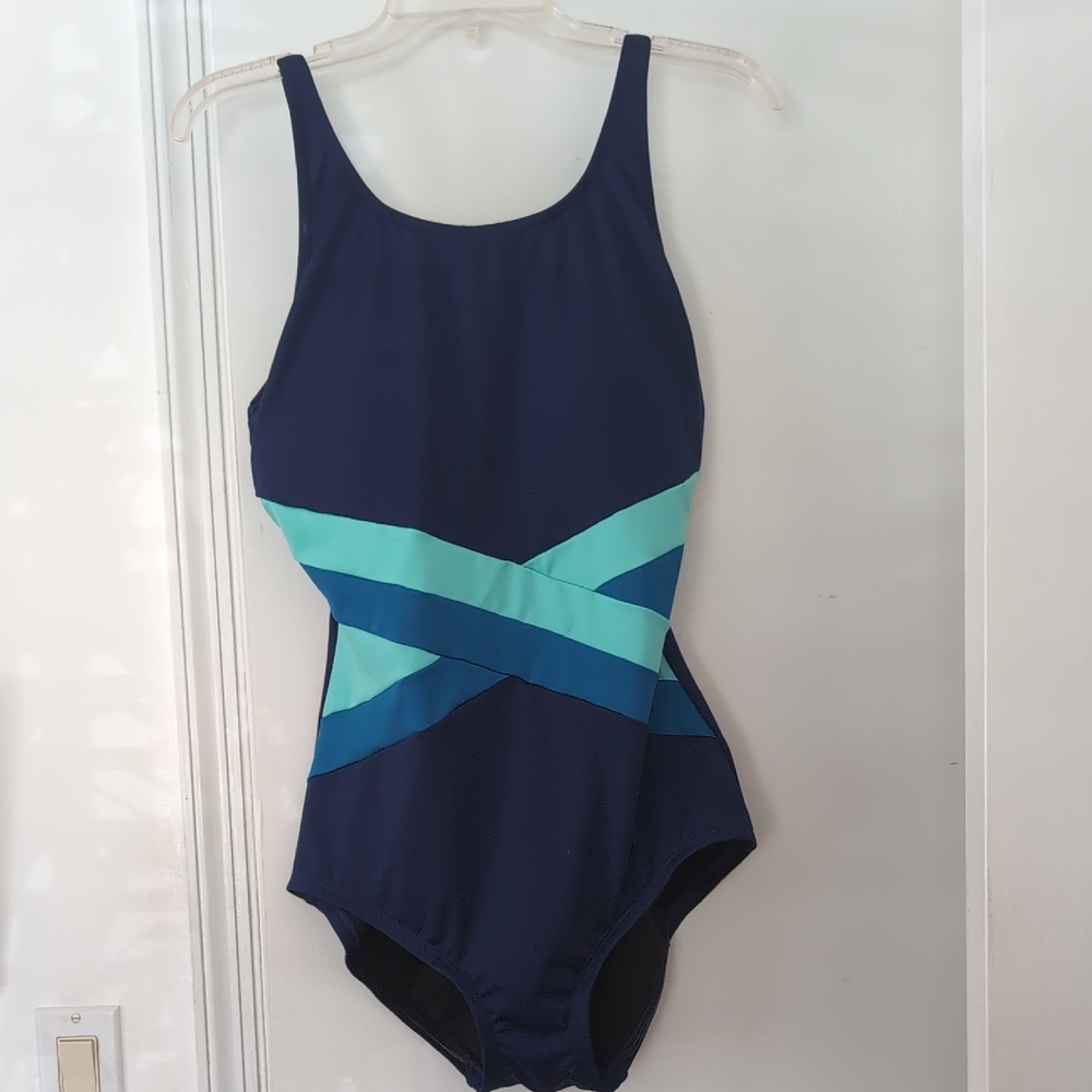 Women's Navy and Teal One Piece Swimsuit